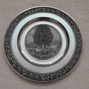 SKS Zinn 95% Pewter Wall Plate The Linden Die Linde German Vintage 9.5" Tree